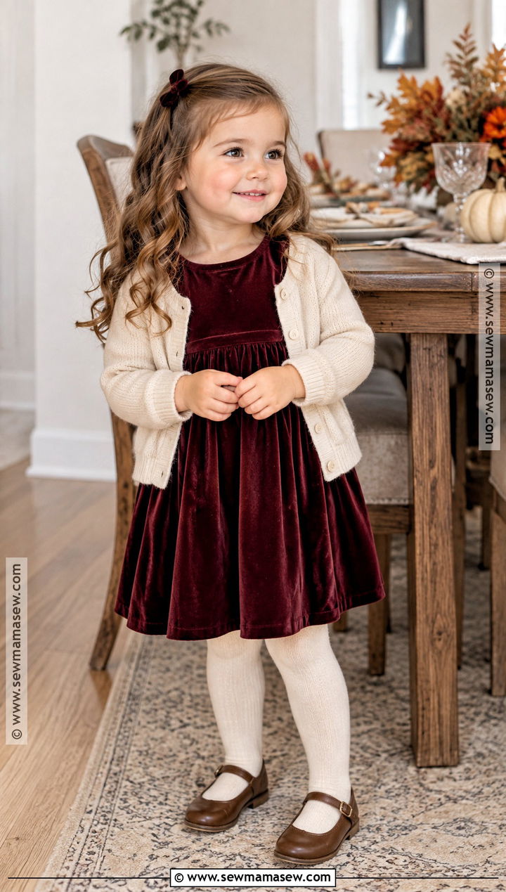 Toddler Thanksgiving Velvet Dress And Flats Outfit - 20 toddler thanksgiving outfit ideas