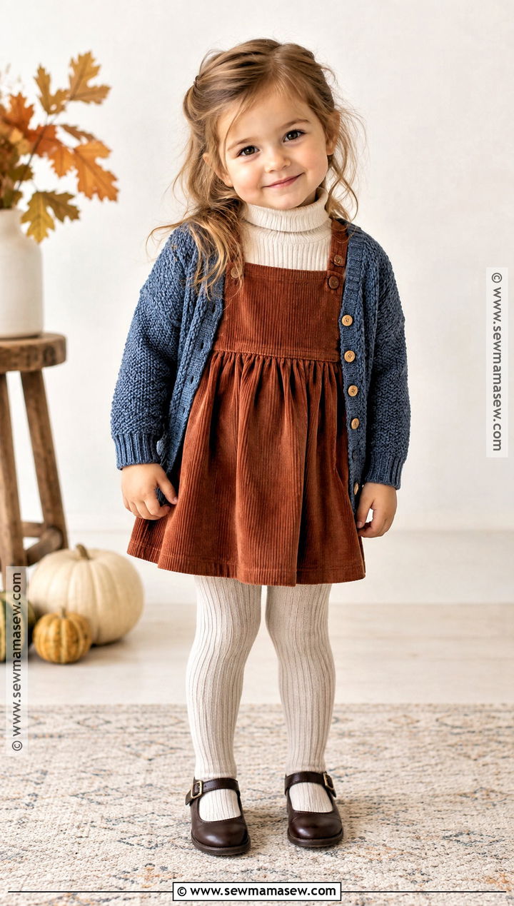 Toddler Turtleneck And Pinafore Dress Outfit - 20 toddler fall fashion ideas