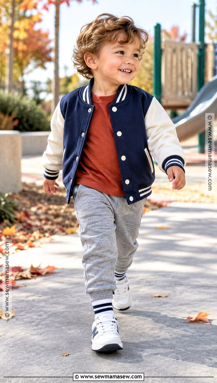 Toddler Varsity Jacket And Joggers Outfit - 20 toddler fall fashion ideas