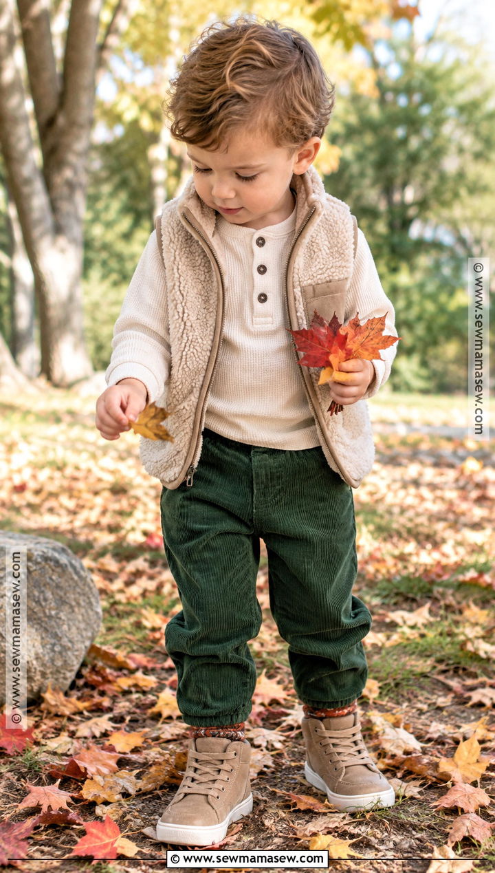 Toddler Waffle Shirt And Corduroy Pants Outfit - 20 toddler fall fashion ideas