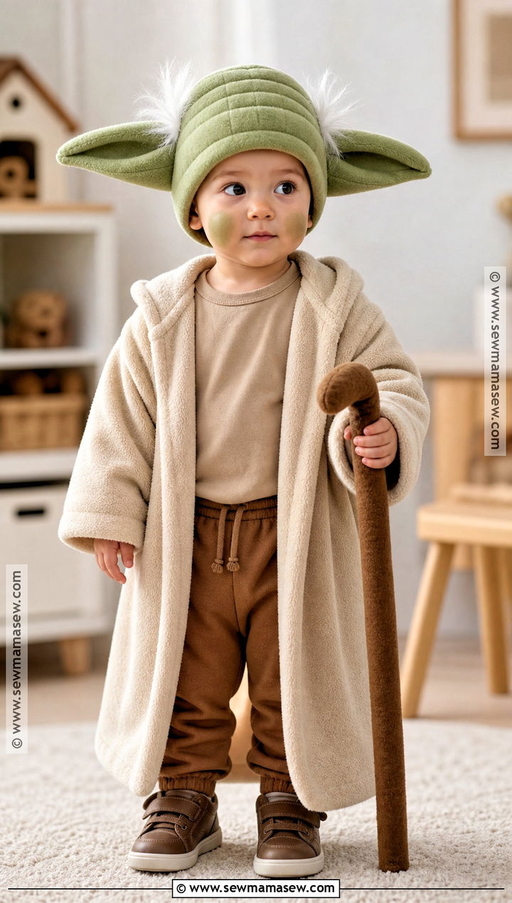Toddler Yoda Costume With Green Ear Hat - 35 yoda costume ideas