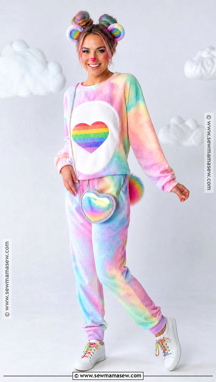 Togetherness Bear Costume With Rainbow Tie Dye Set - 30 Carebear Costume Ideas for Women