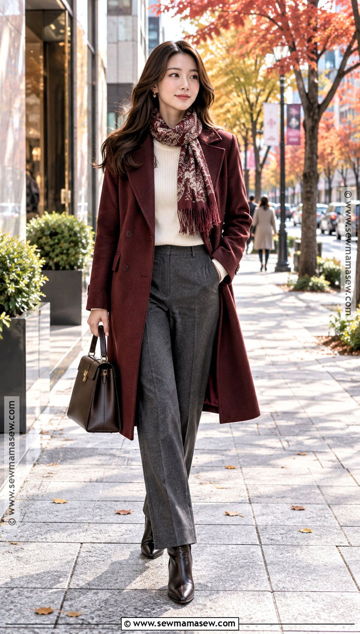 Tokyo Autumn Burgundy Coat Outfit - 25 tokyo autumn outfit ideas