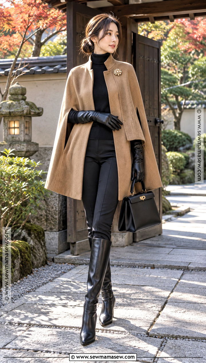 Tokyo Autumn Cape And Slim Pants Outfit - 25 tokyo autumn outfit ideas