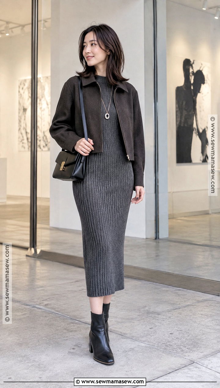Tokyo Autumn Knit Dress And Ankle Boots Outfit - 25 tokyo autumn outfit ideas
