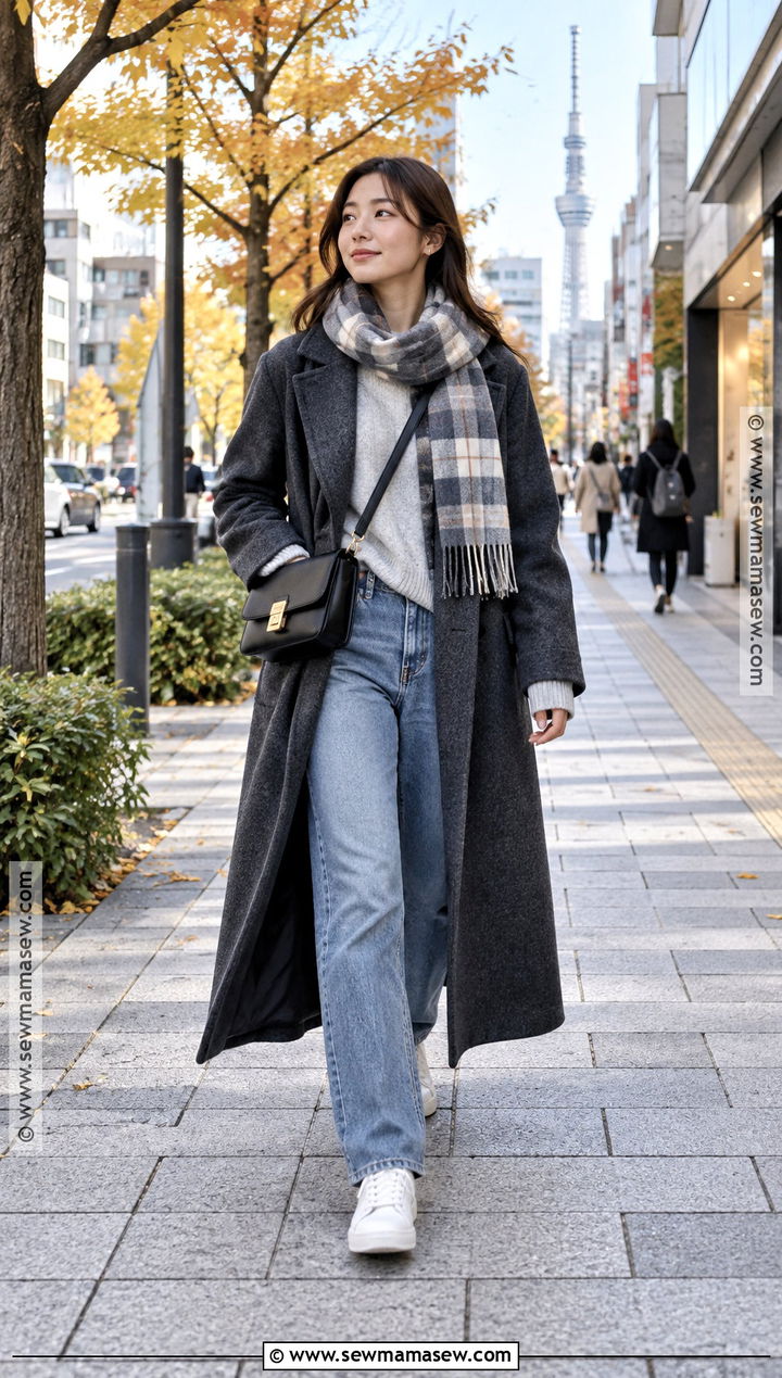 Tokyo Autumn Long Coat And Sneakers Outfit - 25 tokyo autumn outfit ideas