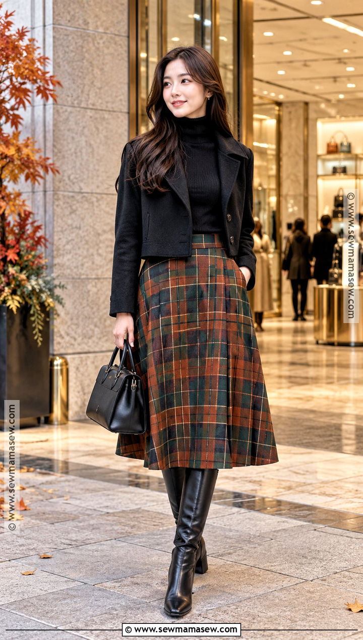 Tokyo Autumn Plaid Skirt And Turtleneck Outfit - 25 tokyo autumn outfit ideas