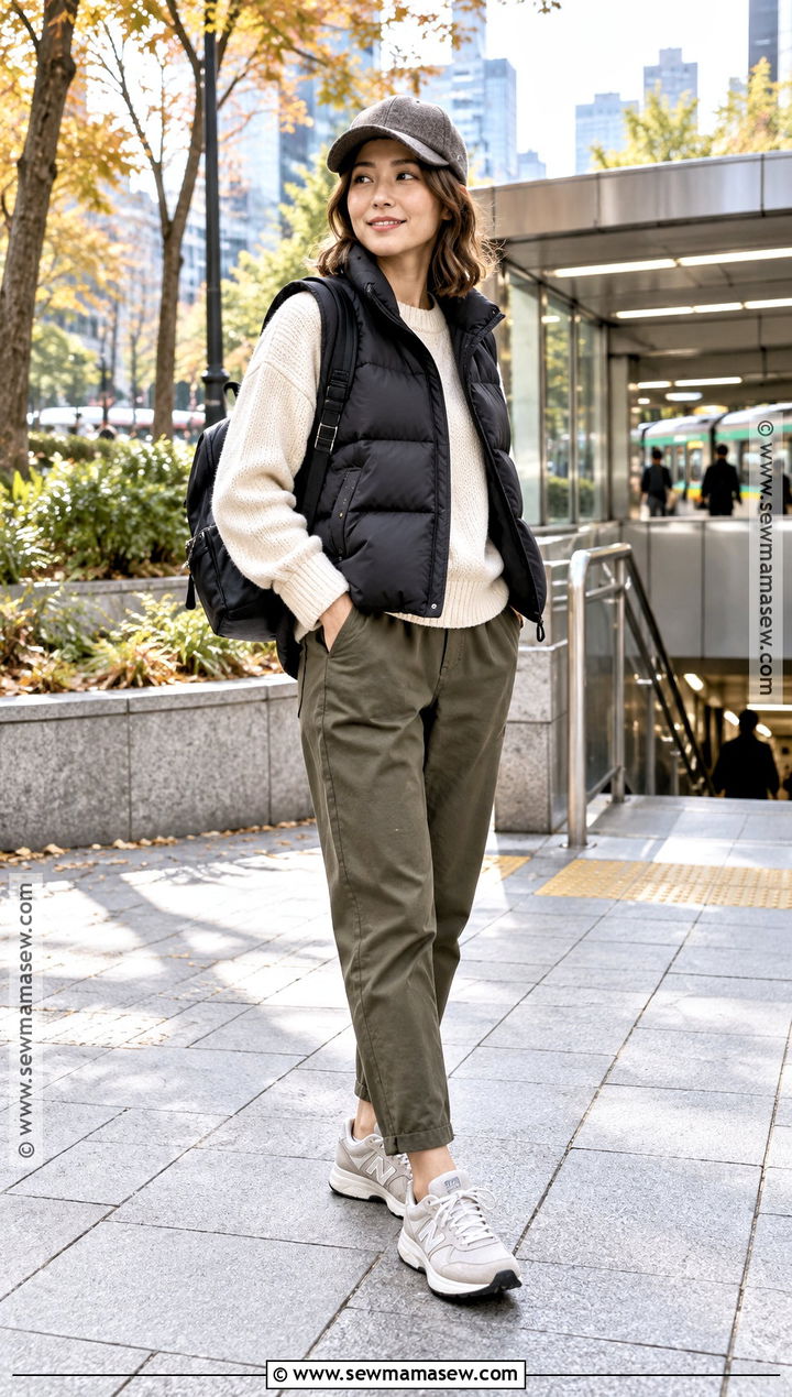 Tokyo Autumn Puffer Vest And Knit Outfit - 25 tokyo autumn outfit ideas
