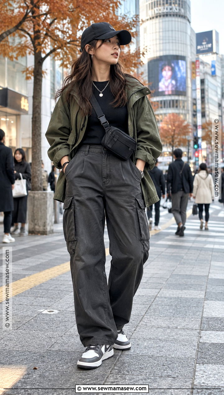 Tokyo Autumn Utility Jacket And Cargo Pants Outfit - 25 tokyo autumn outfit ideas