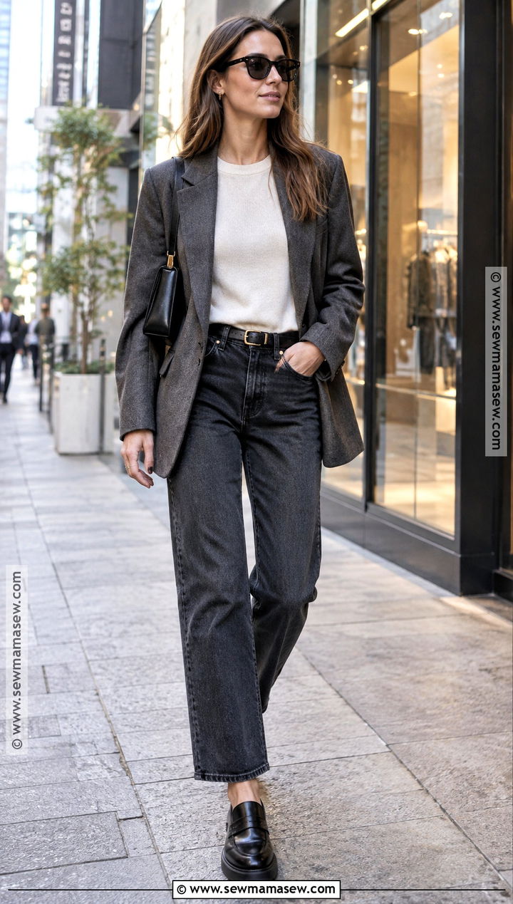 Tokyo Fall Blazer and Straight Leg Jeans Outfit - 20 fall japan outfit ideas