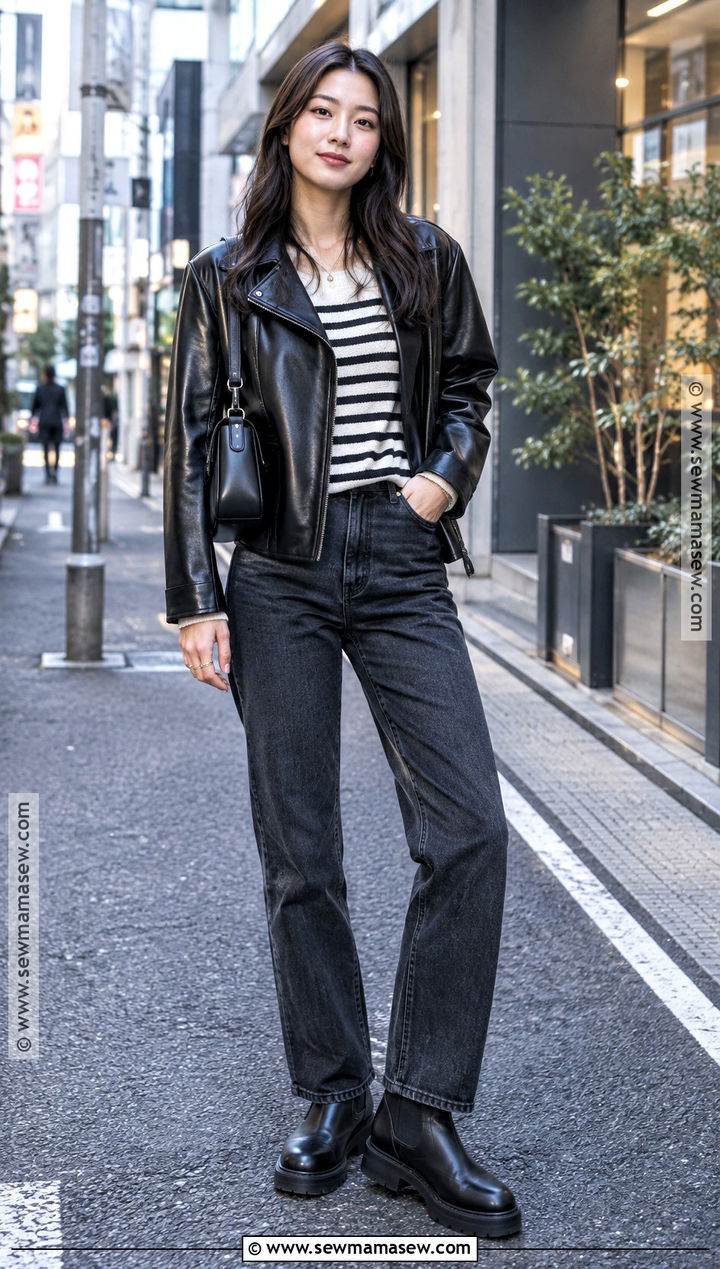 Tokyo Leather Jacket And Jeans Outfit - 20 November Japan Outfits