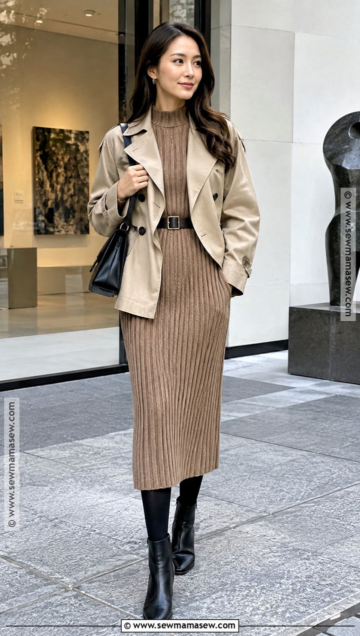 Tokyo October Knit Dress And Ankle Boots Outfit - 20 Tokyo October Outfit Ideas