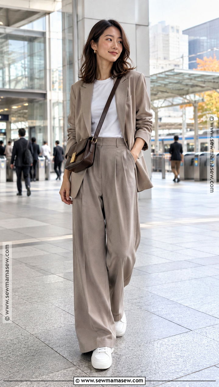 Tokyo October Neutral Matching Set Outfit - 20 Tokyo October Outfit Ideas