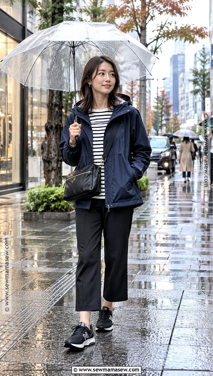 Tokyo October Rain Jacket And Black Pants Outfit - 20 Tokyo October Outfit Ideas