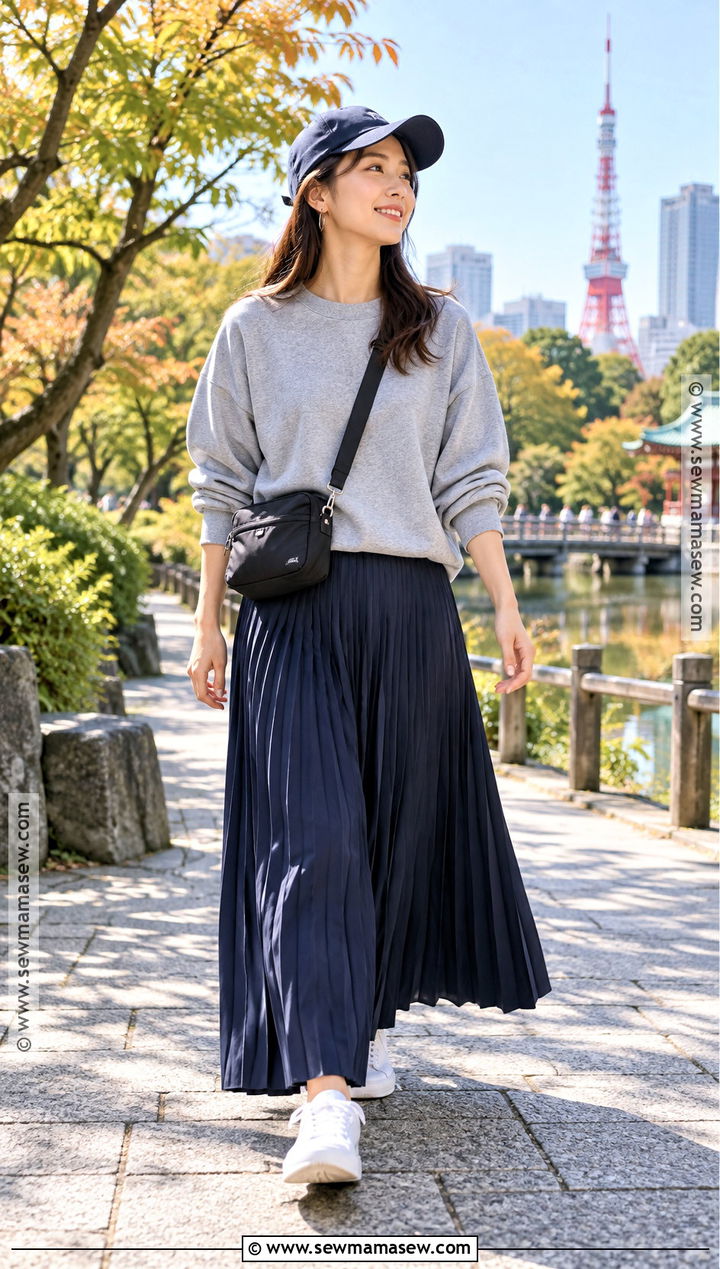 Tokyo October Sweatshirt And Long Skirt Outfit - 20 Tokyo October Outfit Ideas