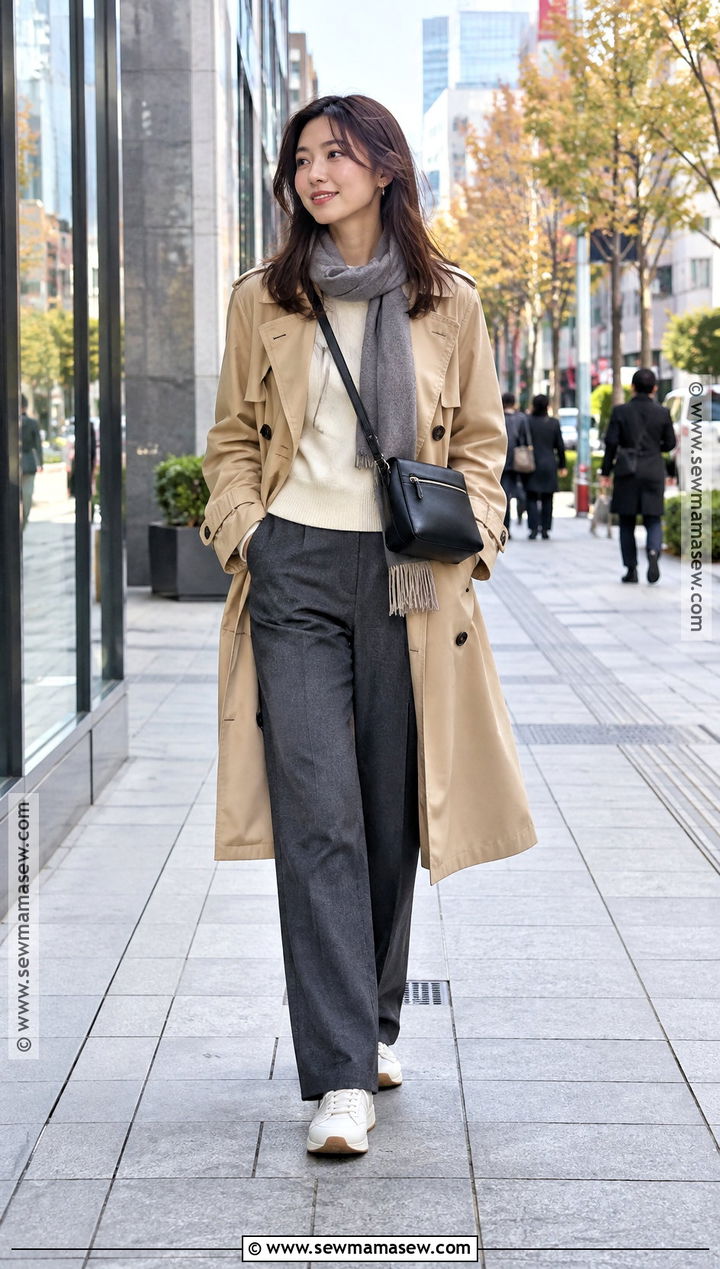 Tokyo Trench Coat And Trousers Outfit - 20 japan in november outfit ideas
