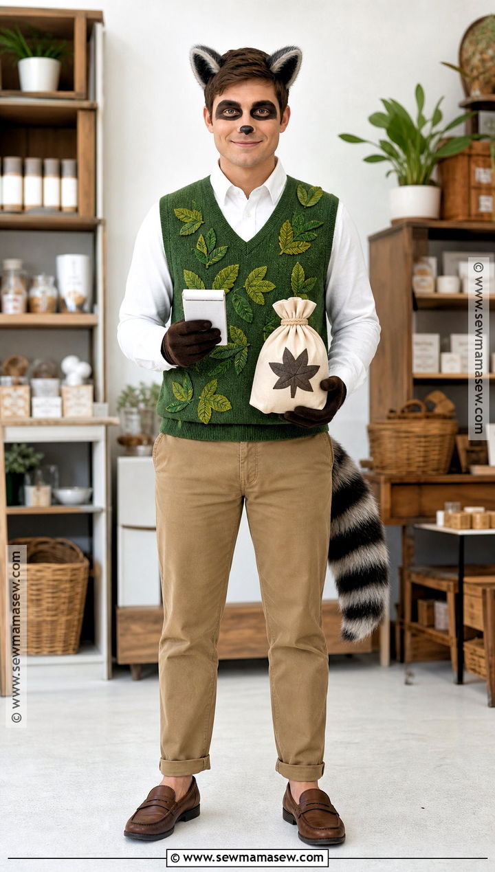 Tom Nook Costume With Green Sweater Vest - 30 Video Game Halloween Costumes