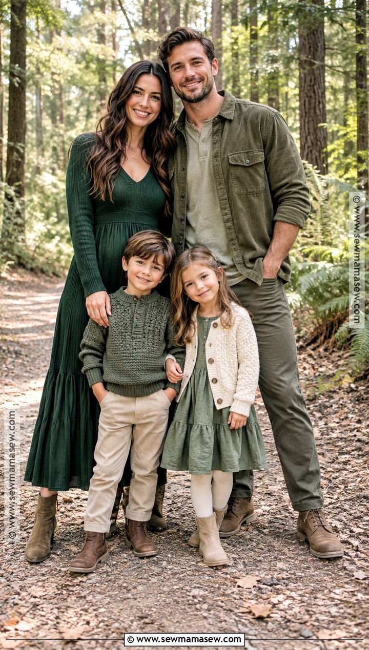 Tonal Green And Neutral Family Picture Outfits - 15 fall family pictures outfits color schemes green