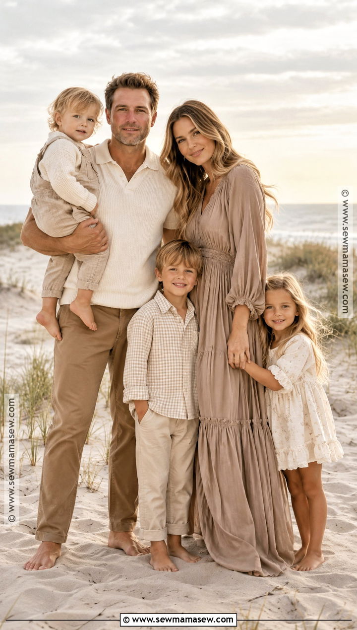 Tonal Neutral Fall Beach Family Outfit - 20 fall family beach pictures outfits