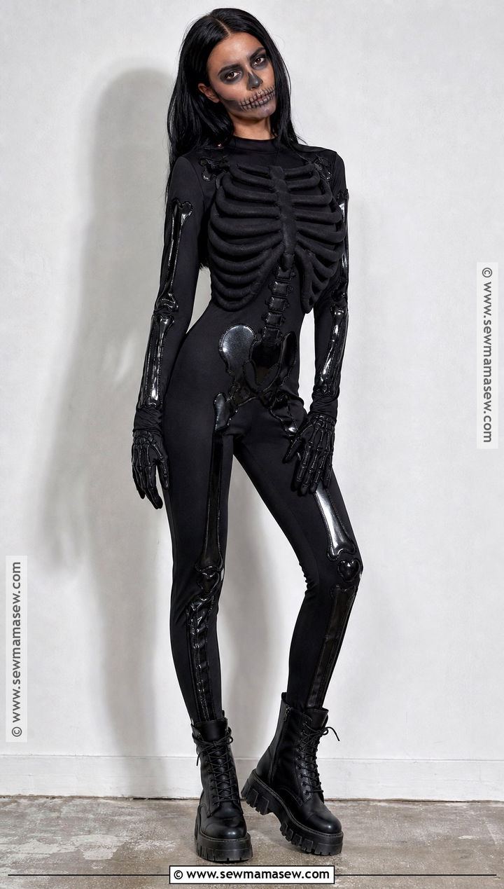 Tonal Skeleton Costume With Black Bones - 35 all black costume ideas