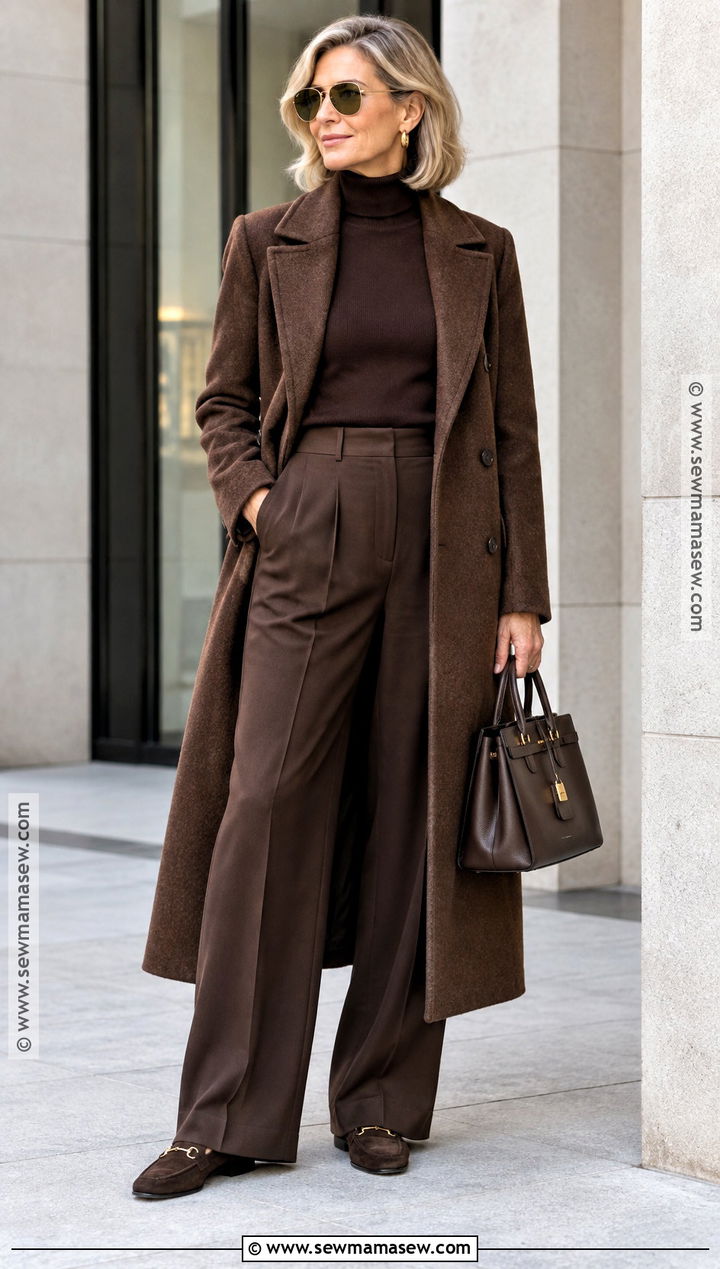 Tonal Turtleneck And Tailored Trousers Fall Outfit - 25 trending fall outfits