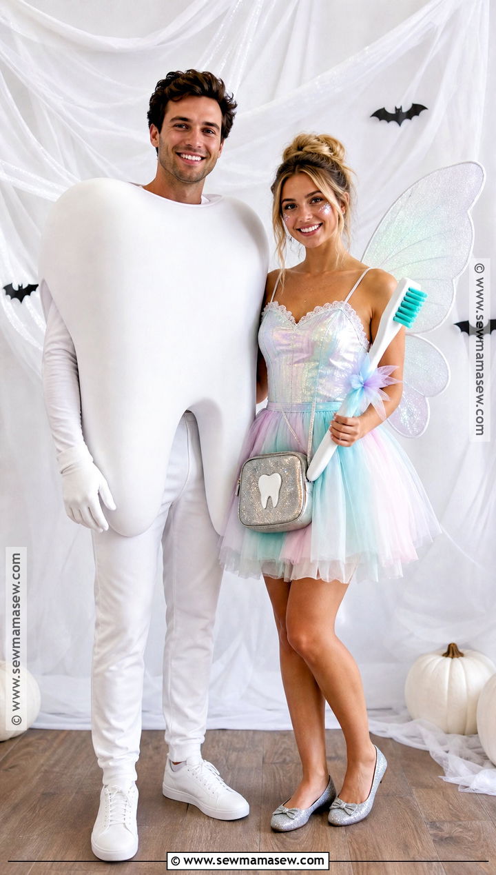 Tooth And Tooth Fairy Couple Costume - 35 funny halloween costumes for couples