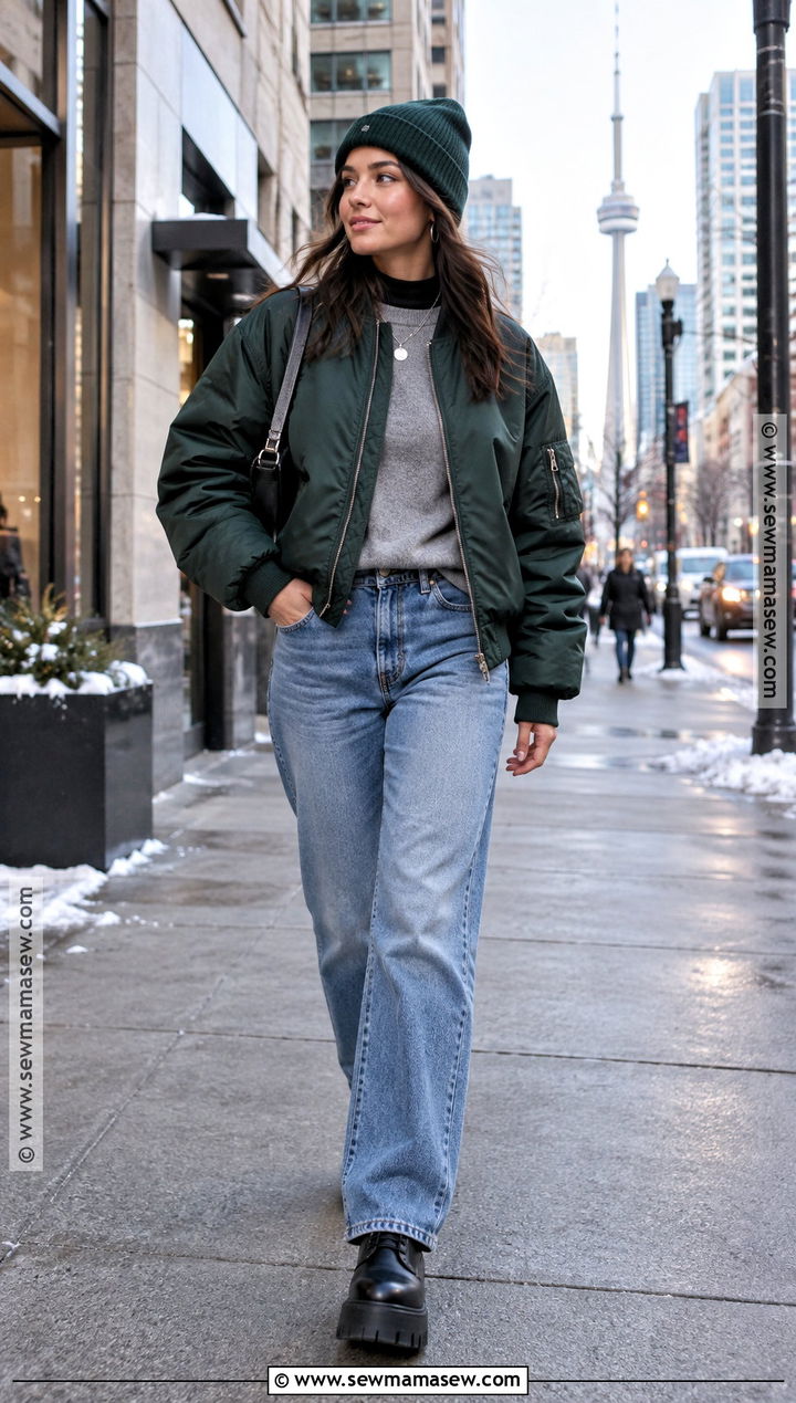 Toronto November Bomber Jacket Outfit - 15 toronto november outfit ideas