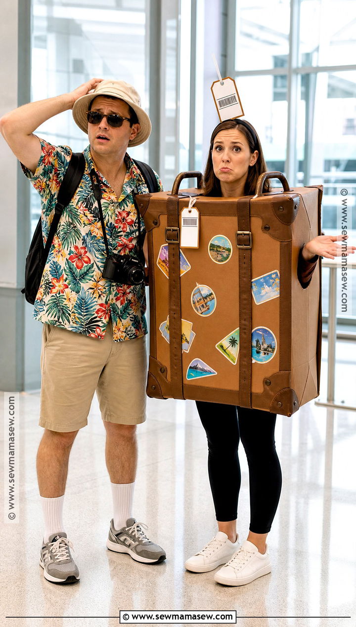 Tourist And Lost Luggage Couple Costume - 30 Unique Couples Halloween Costume Ideas Funny