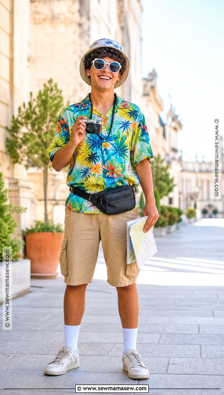 Tourist Costume With Printed Shirt - 30 teen costumes