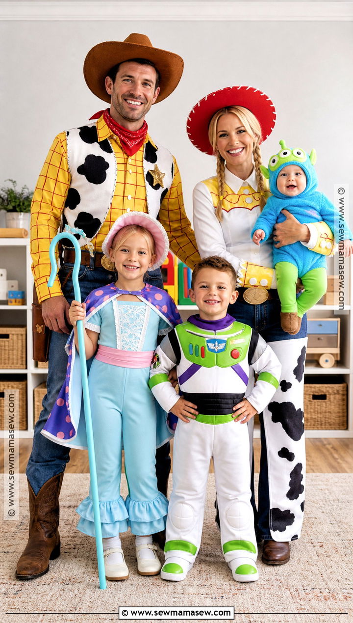 Toy Story Family Of Five With Baby Costume - 35 toy story group costume ideas