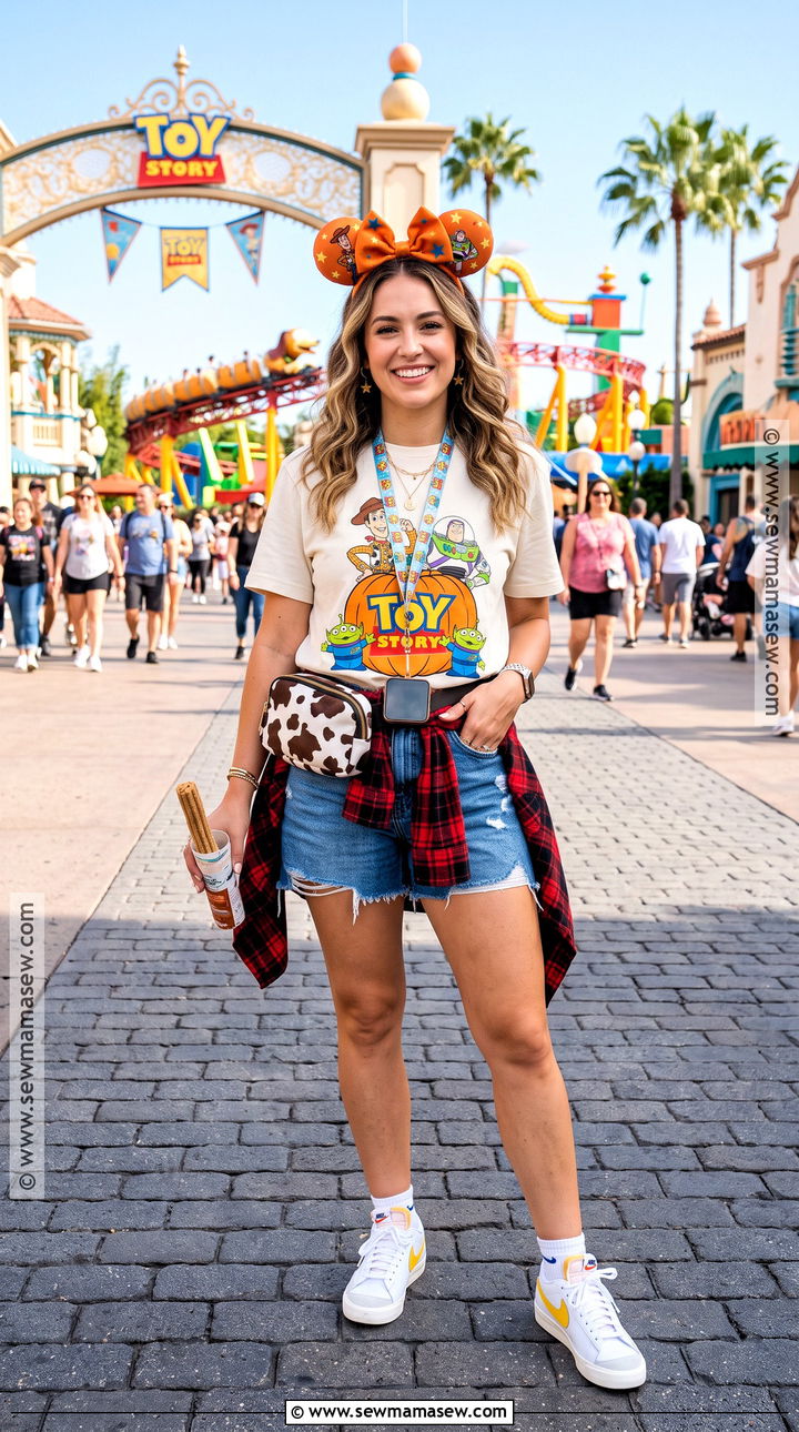 Toy Story Pumpkin T Shirt And Denim Shorts Outfit - 25 october disney outfits