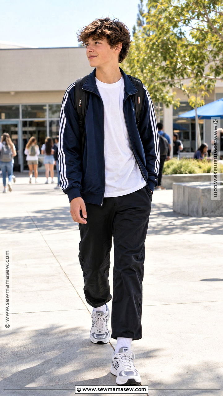 Track Jacket And Straight Leg Pants Outfit - 20 back to school outfits middle school 8th