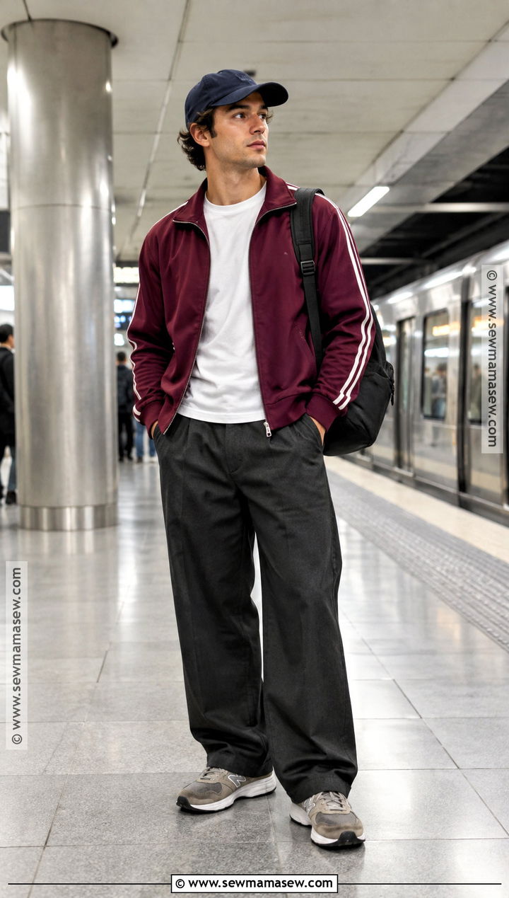 Track Jacket And Wide Leg Pants Outfit - 20 men fall outfits casual street style