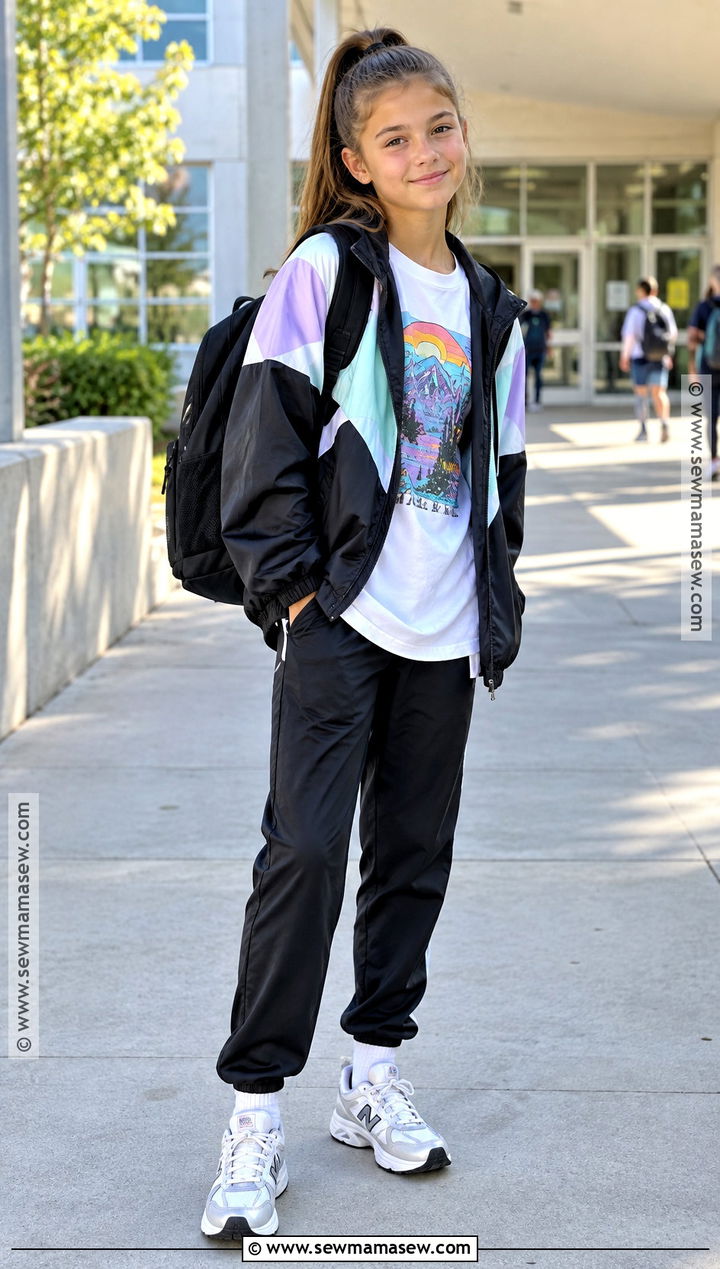 Track Pants And Oversized T Shirt Outfit - 25 back to school outfits middle school 6th grade