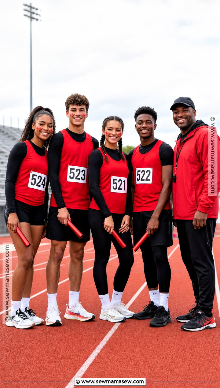 Track Relay Team Costume With Batons - 30 team costume ideas sports