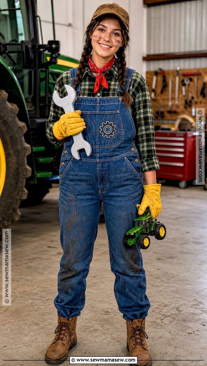 Tractor Mechanic Costume With Denim Overalls - 30 mechanic costume ideas