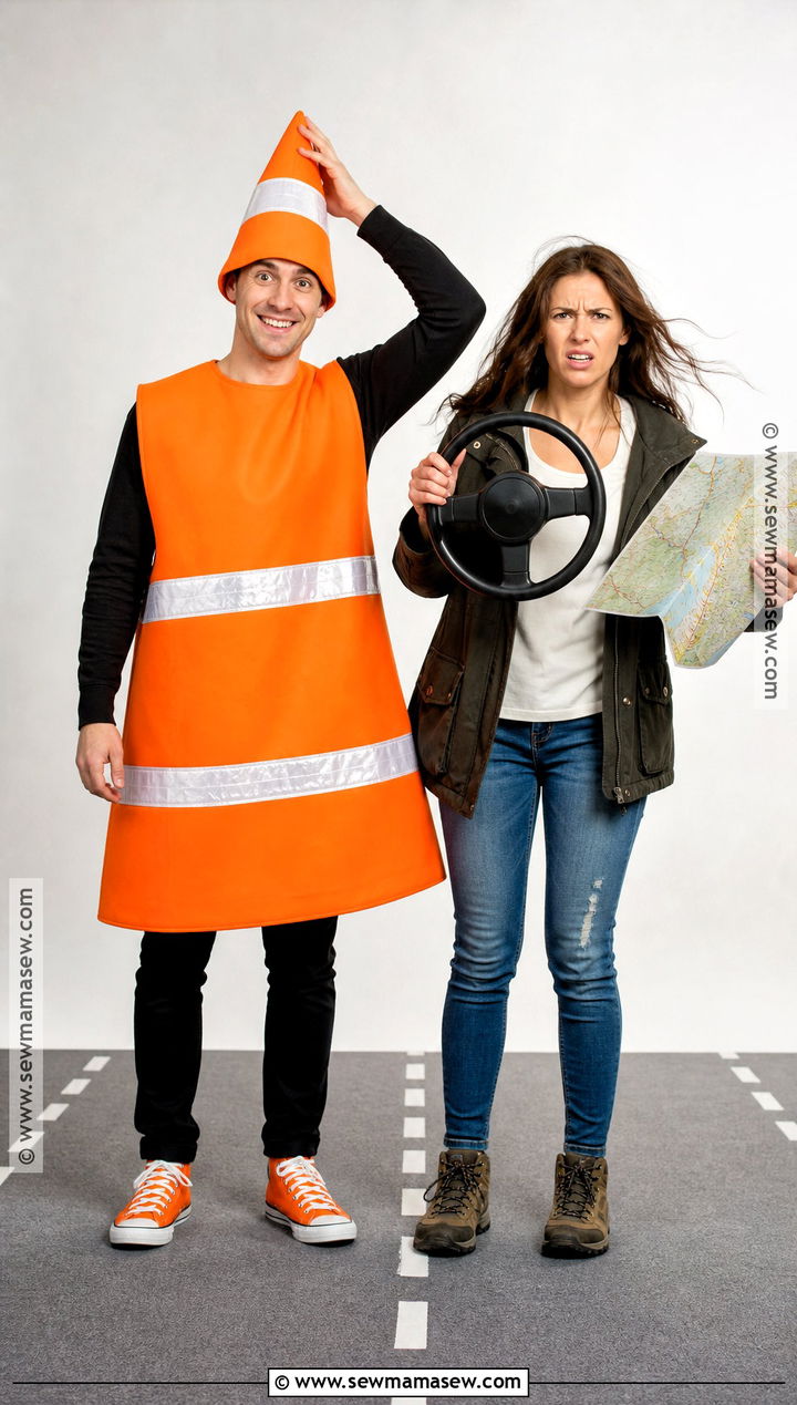Traffic Cone And Lost Driver Couple Costume - 30 couple costumes funny