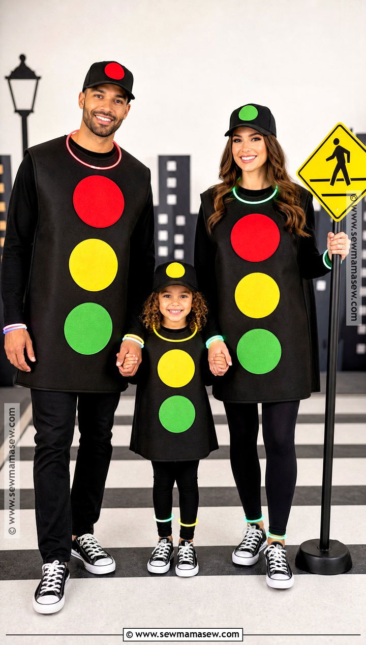 Traffic Light Family Costume - 35 halloween family costumes for 3