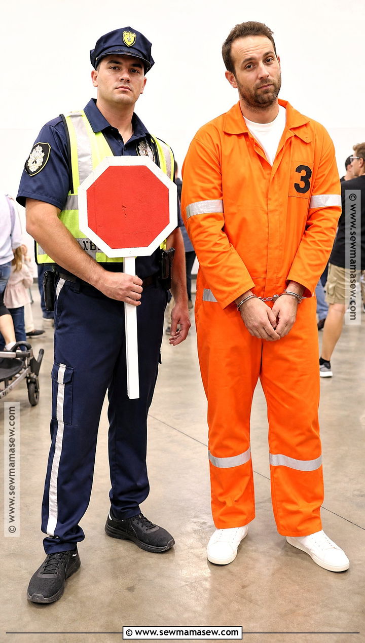 Traffic Police And Orange Prisoner Costume - 35 police and prisoner costume ideas
