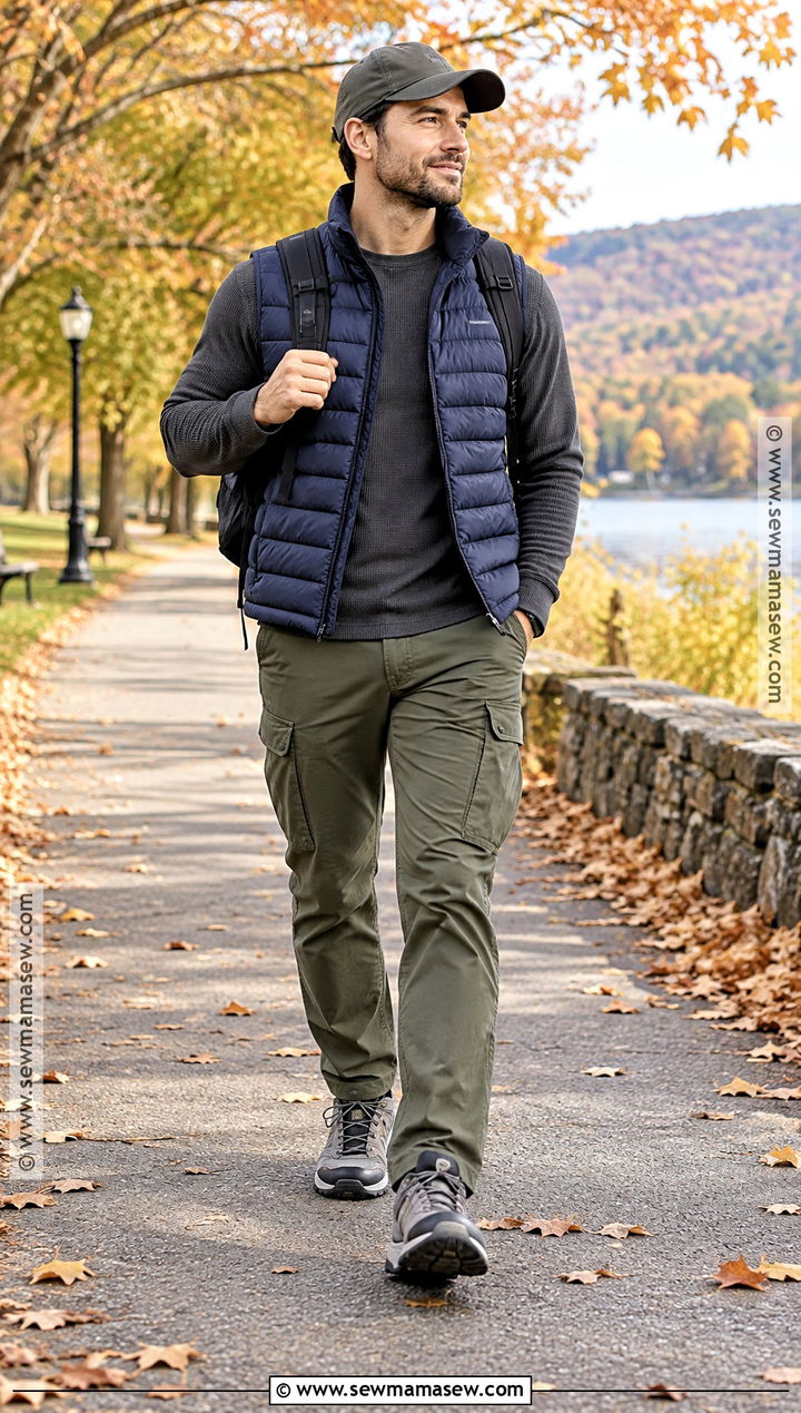 Trail Sneakers With Cargo Pants and Puffer Vest - 15 fall shoes 2026 for men