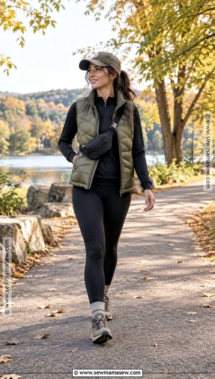 Trail Sneakers With Leggings And A Puffer Vest - 20 sneakers for fall