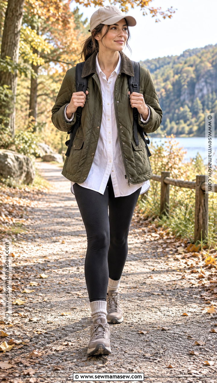 Trail Sneakers With Leggings and a Barn Jacket - 15 best fall sneakers