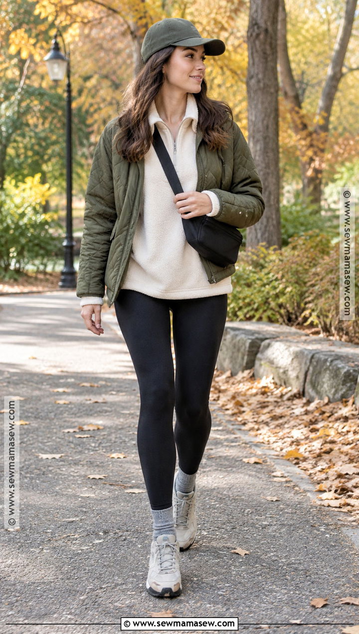 Trail Sneakers With Quilted Jacket And Leggings - 15 Fall Fashion Sneaker Ideas