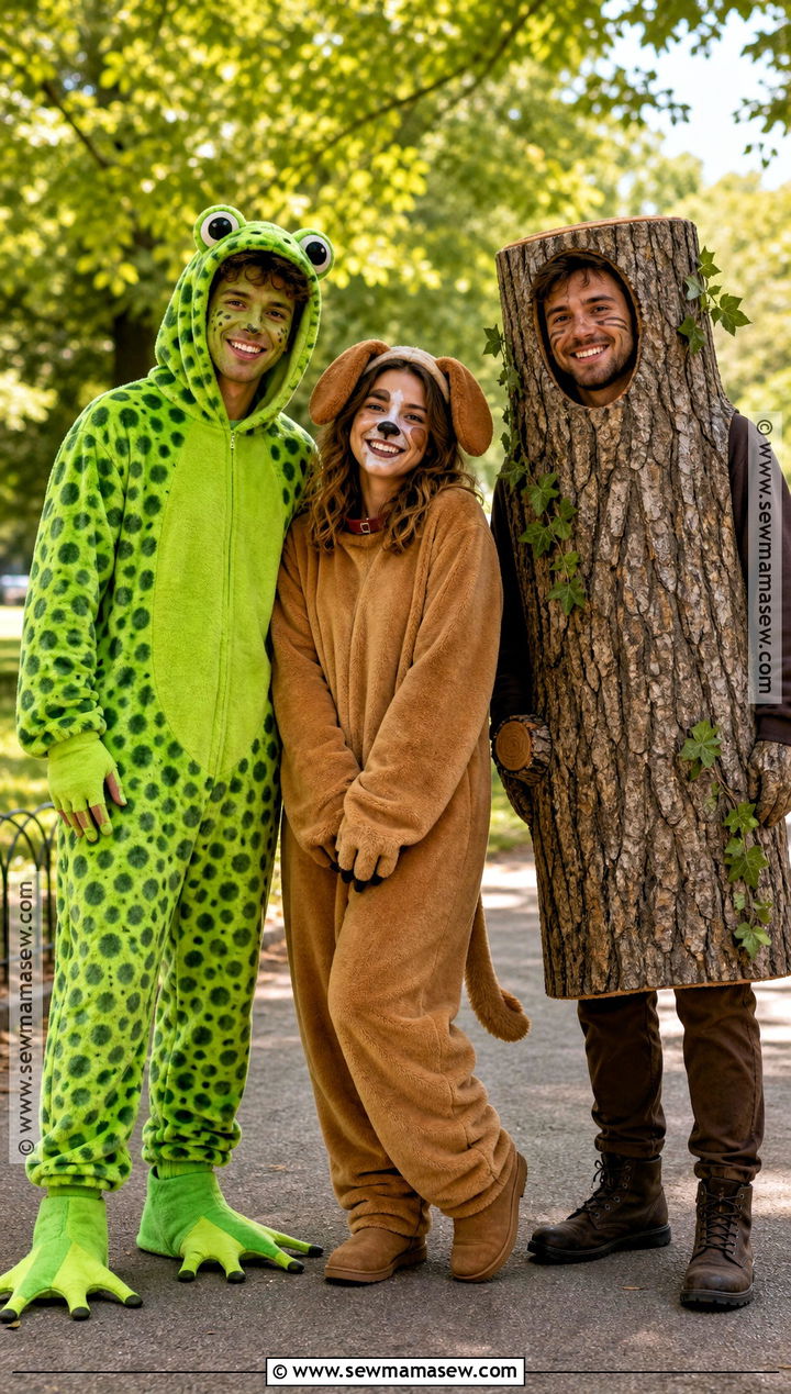 Tree Frog Pet Dog And Wooden Log Costume - 35 rhyme without reason costume 3 people ideas