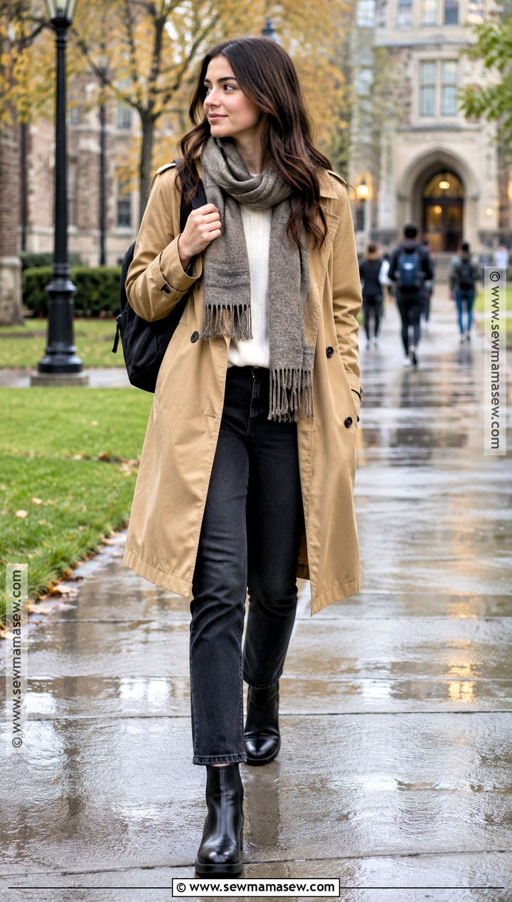 Trench Coat And Ankle Boots Back To School Outfit - 15 Back To School Outfits 24-25