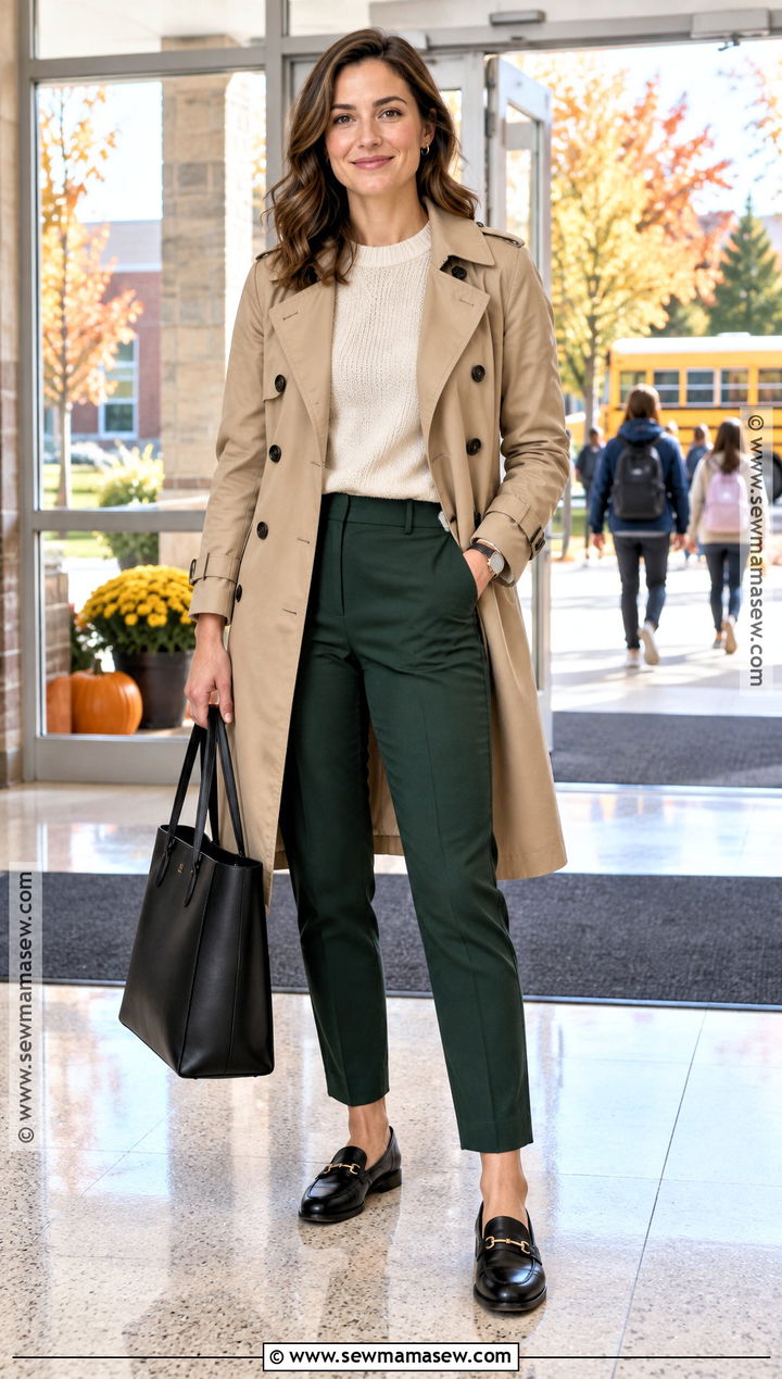 Trench Coat And Ankle Pants Fall Teacher Outfit - 15 fall teacher outfits 2026