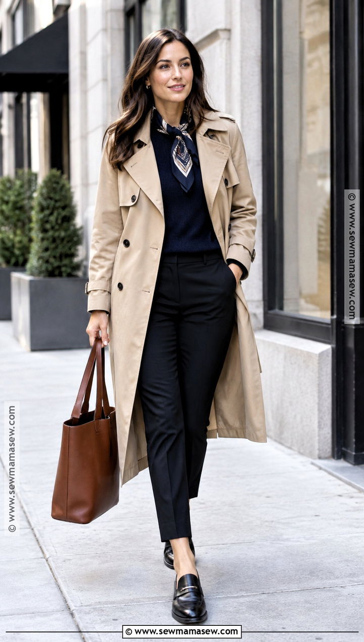 Trench Coat And Ankle Pants Fall Work Outfit - 15 Fall Work Style Ideas 2026
