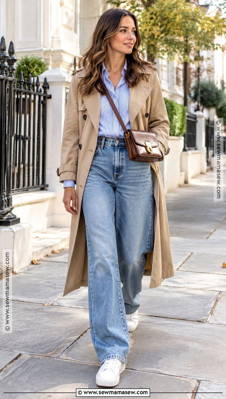 Trench Coat And Baggy Jeans Fall Outfit - 15 Fall Outfits Ideas 2026
