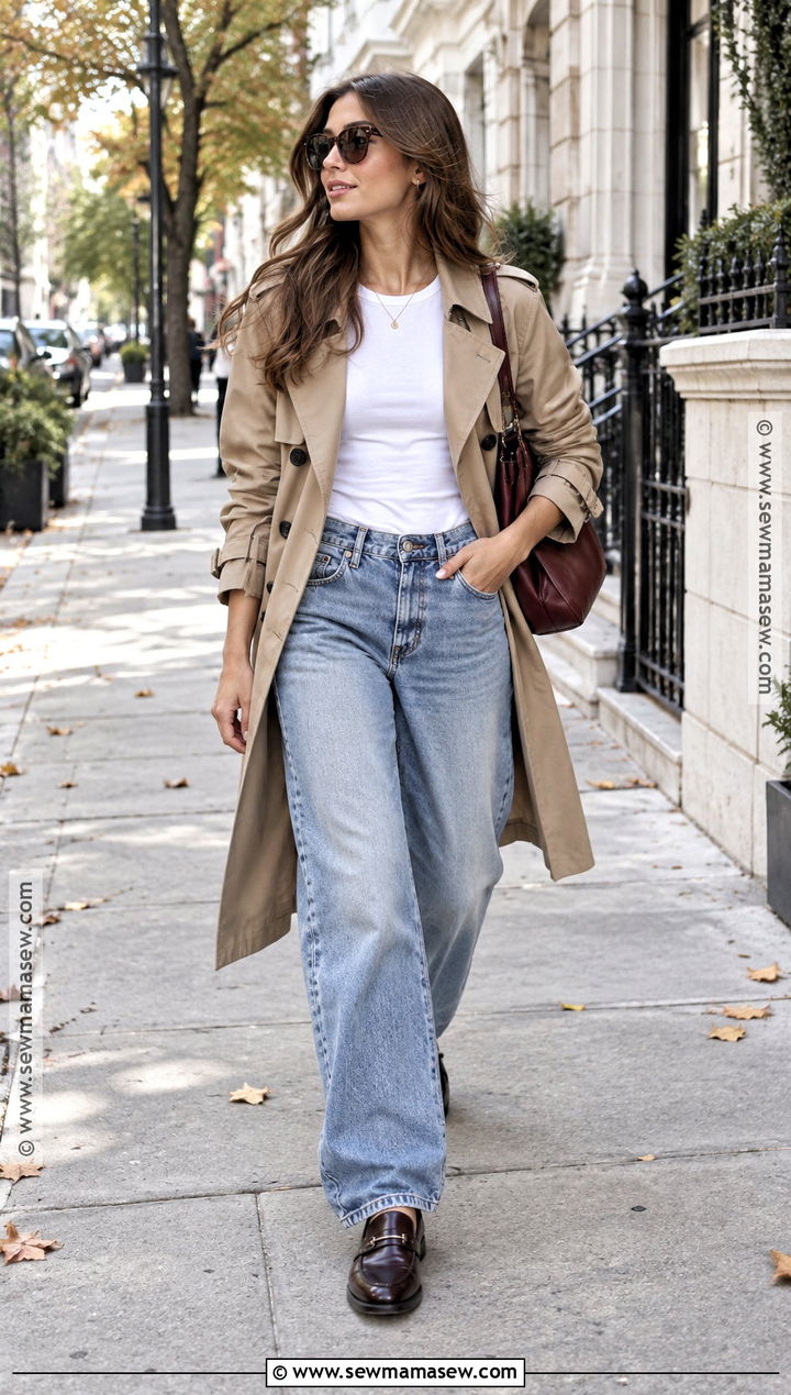 Trench Coat And Baggy Jeans Fall Outfit - 20 Comfy Cute Outfits Fall