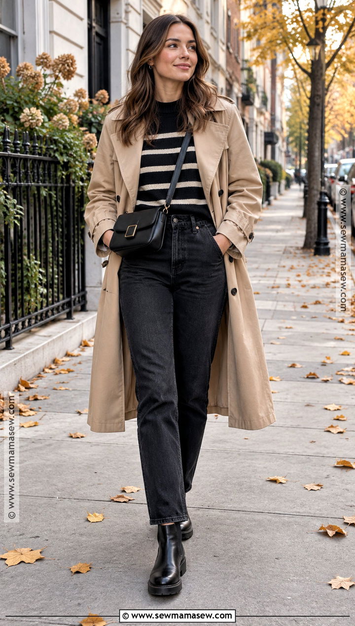 Trench Coat And Black Jeans Autumn Date Night Outfit - 15 autumn date night outfit casual ideas
